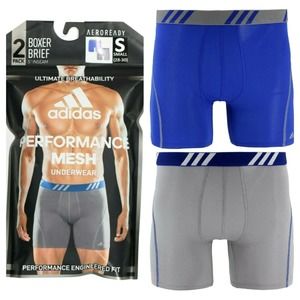 Adidas Men's Boxer Briefs 2 Pack S 28-30 Blue Grey